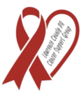Red Cancer Ribbon with Lawrence County PA Cancer Support Group within the second loop
